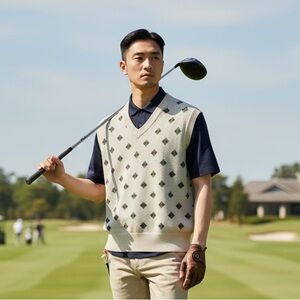 Bogey Boys Men's S Bananas Sweater Vest Cream Diamond New‎